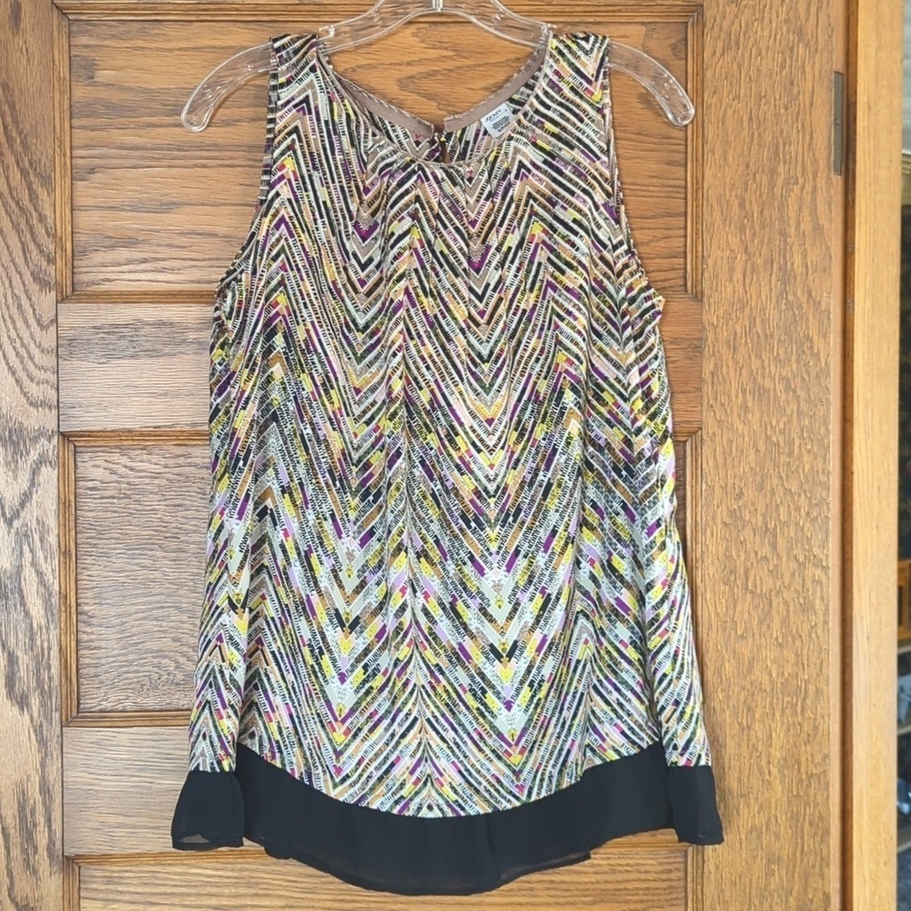 Jockey Polyester Colorful Abstract Print Polyester Sleeveless Blouse Size Small